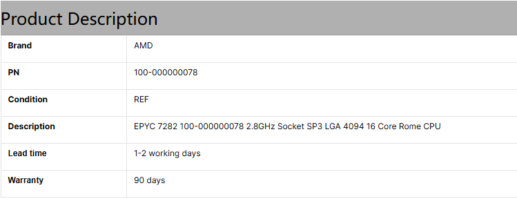 AMD 서버 프로세서 CPU 7702P 시리즈 64코어 Rome 2.0GHz SP3